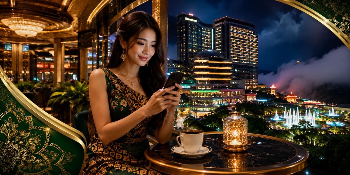 Pengguna melayari kasino dalam talian alpha88 dengan corak batik di Genting Highlands